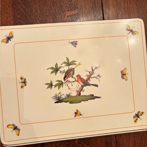 Herend Rothschild 9 cork placemats birds and butterflies